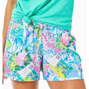 Lilly Pulitzer Callahan Short 5" Size 4 Blue Pink White Blue Caribbean Citrus